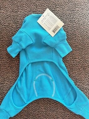 Turquoise Waffle Knit Dog Onesie - Cozy Pet Jumpsuit